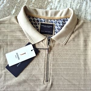 Denim & Flower Men's Jacquard Zip up Polo Shirt Size Medium